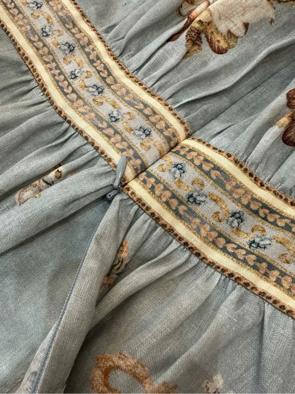 NWOT Zimmermann Roselight Plunge Linen Midi Dress Blue Floral, Size AU 0/1/2/3 - Picture 15 of 16